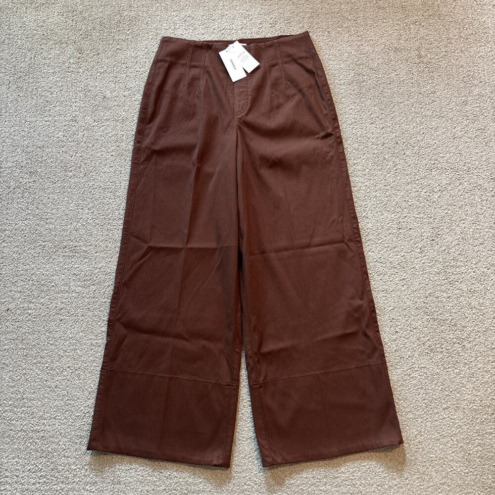 Spanx Stretch Twill Wide Leg Pant Women Size Medium Hickory Brown 27” In NWT